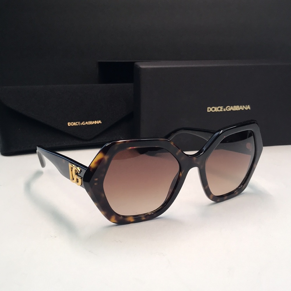 New Auth Dolce & Gabbana  DG 4406 Havana Geometric Sunglasses